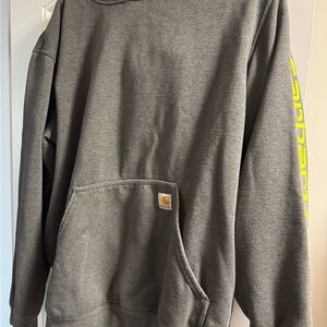 Carhartt Charcoal Hoodie with Neon Yellow Logo